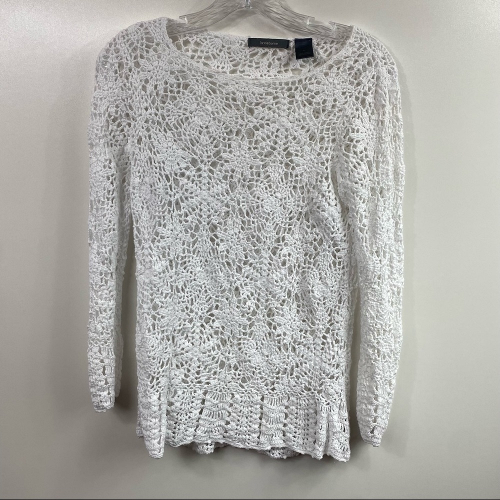 Liz Claiborne Long Sleeved Linen / Cotten Blend Blouse Size Medium